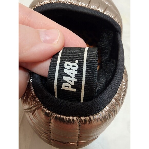 P448 WOMENS 40 SZ 9 GOLD SLIP ON LABY SNEAKER SLIPPER CHEETAH SHIMMER COMFY CUTE - Picture 6 of 15